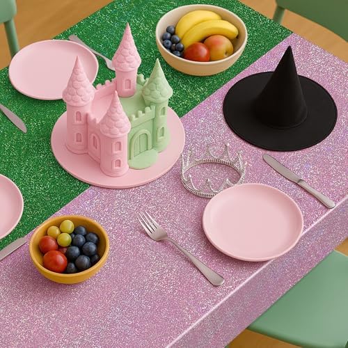 Just Shimmer 1 Pack Holographic Tablecloth 40x108 Green Pale Pink