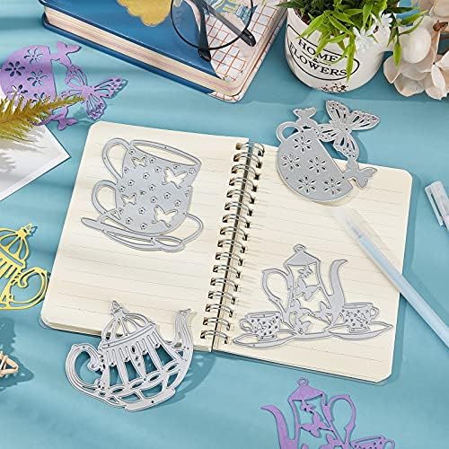 Globleland 4Pcs Tea Theme Die-Cutting Set for Scrapbooking and Card Crafts