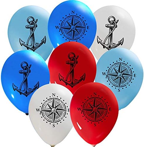 Anchor and Compass Balloons 12 Inch 16 Pieces