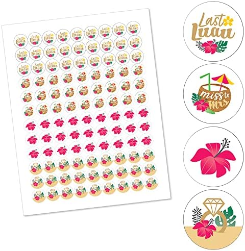 Big Dot of Happiness Last Luau Round Candy Stickers - 108 per Sheet