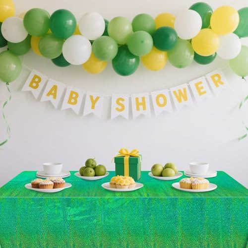 4Pcs Green Holographic Tablecloths for Parties and Decor