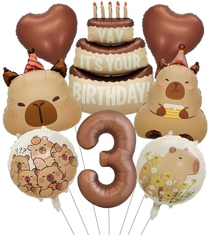 Capybara Birthday Foil Balloon Set - 8 Piece