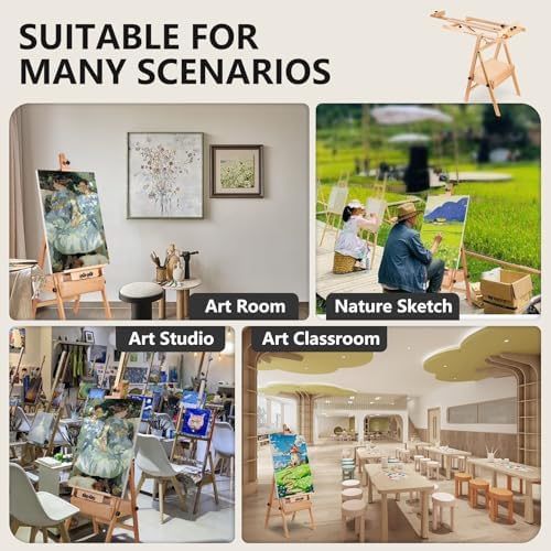 YOKUGO H-Frame Easel for Painting with Storage Drawer