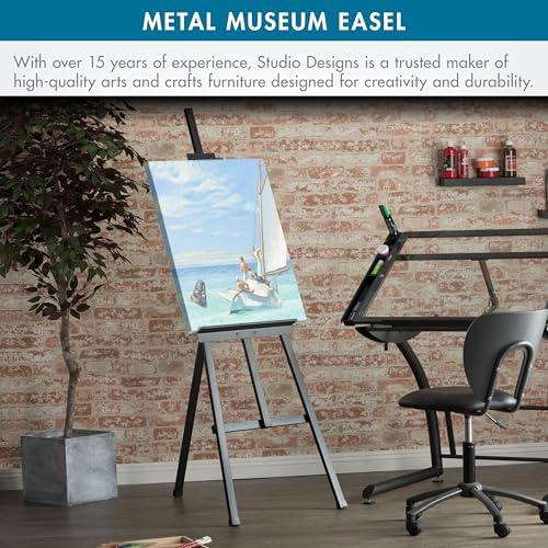 Heavy Duty Steel Museum Display and Art Lyre Easel 68 H Black