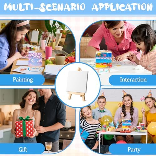 24 Pack Mini Canvas with Easel Art Kit for Kids and Adults