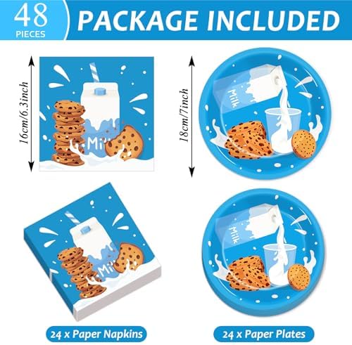 48pcs Milk and Cookies Birthday Decor Set