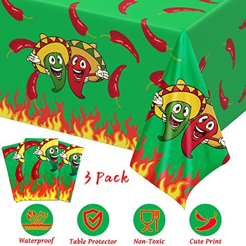 Remerry Plastic Chili Pepper Tablecloth 54 x 108 Inch 3 Pack