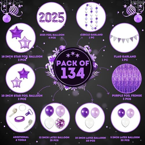 KatchOn Purple Graduation Decorations Class of 2025 - Pack of 134