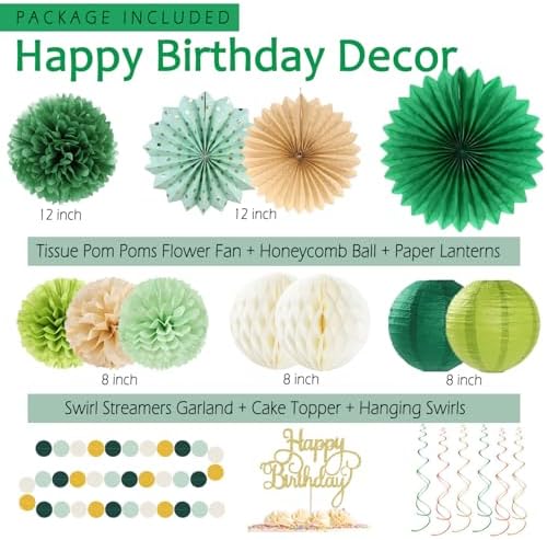 Sage Green Gold Birthday Decor Kit for Parties