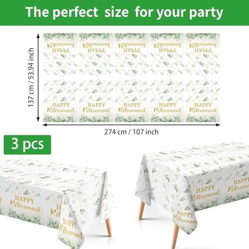 3Pcs Sage Green Retirement Tablecloths 54x107 Inches