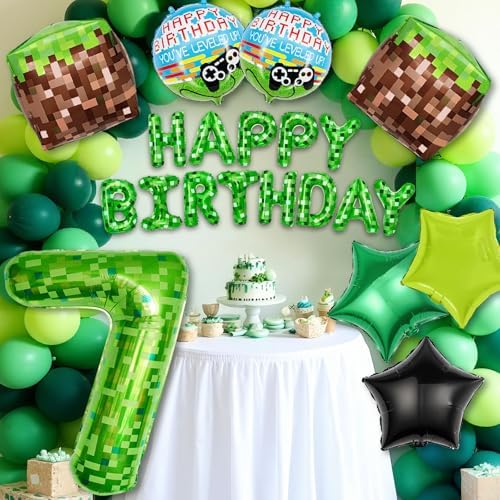 40 Inch Green Number 7 Balloon Set for Gaming Party