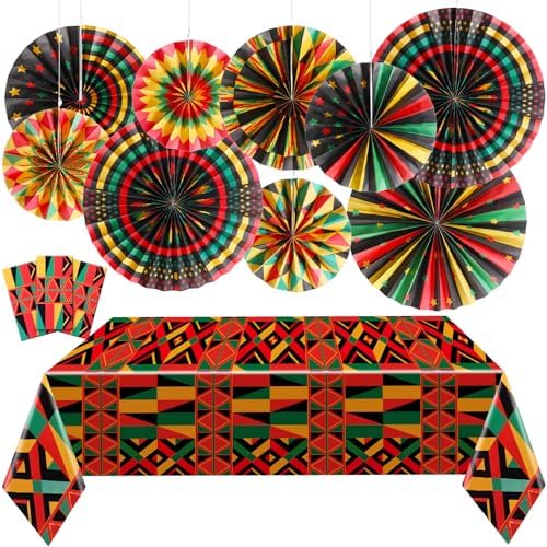 Frienda Juneteenth Party Decor Set with Fans and Tablecloths