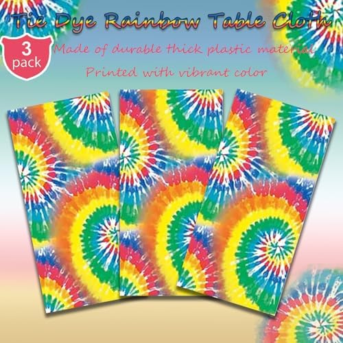 OQOQ Rainbow Tie Dye Table Cloth 3 Packs