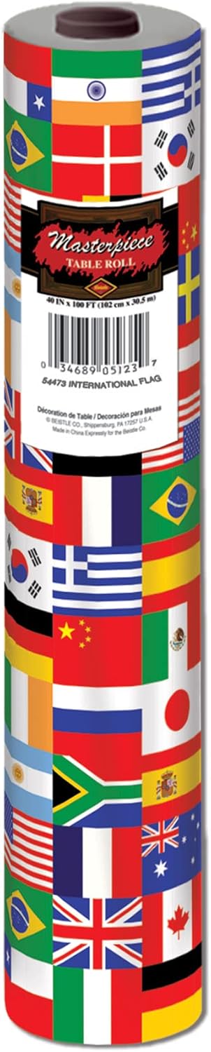 Beistle 40 x 100 Multicolor Flag Table Roll