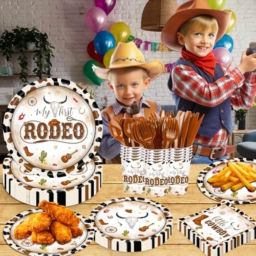 140 Pcs Western Cowboy Tableware Rodeo Birthday Party Decorations