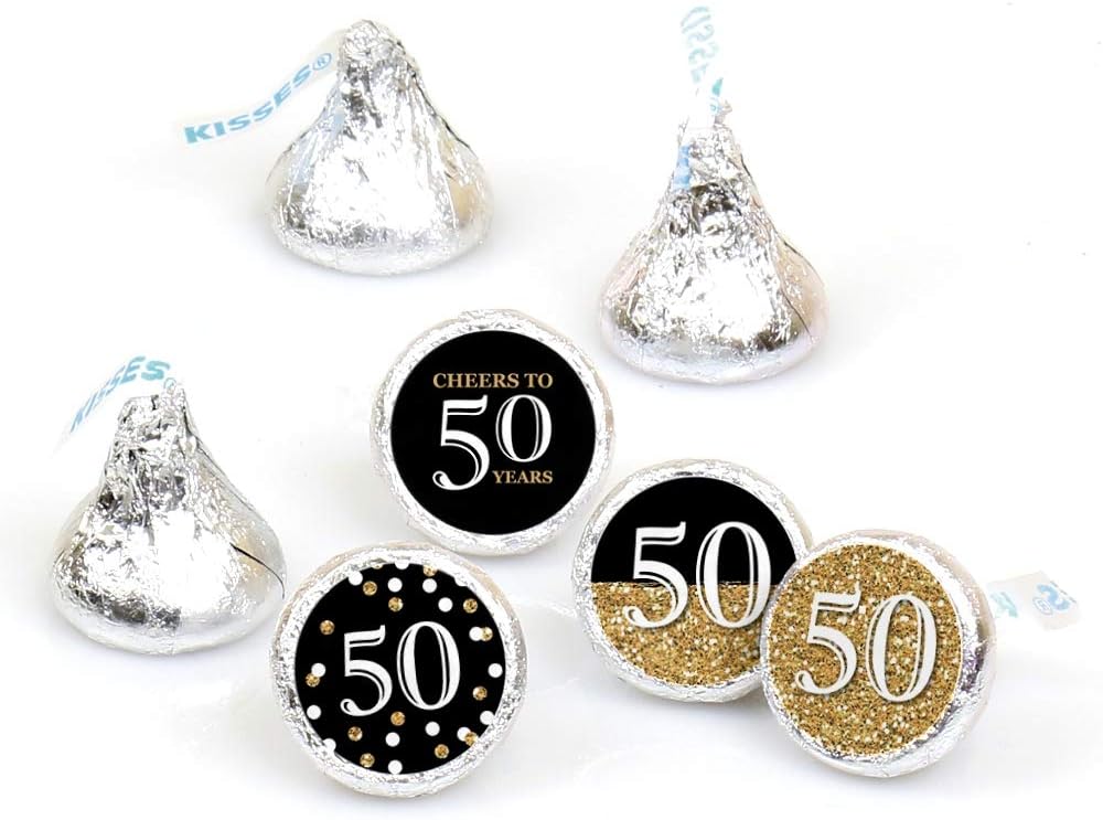 Big Dot of Happiness 50th Birthday Gold Candy Sticker Labels