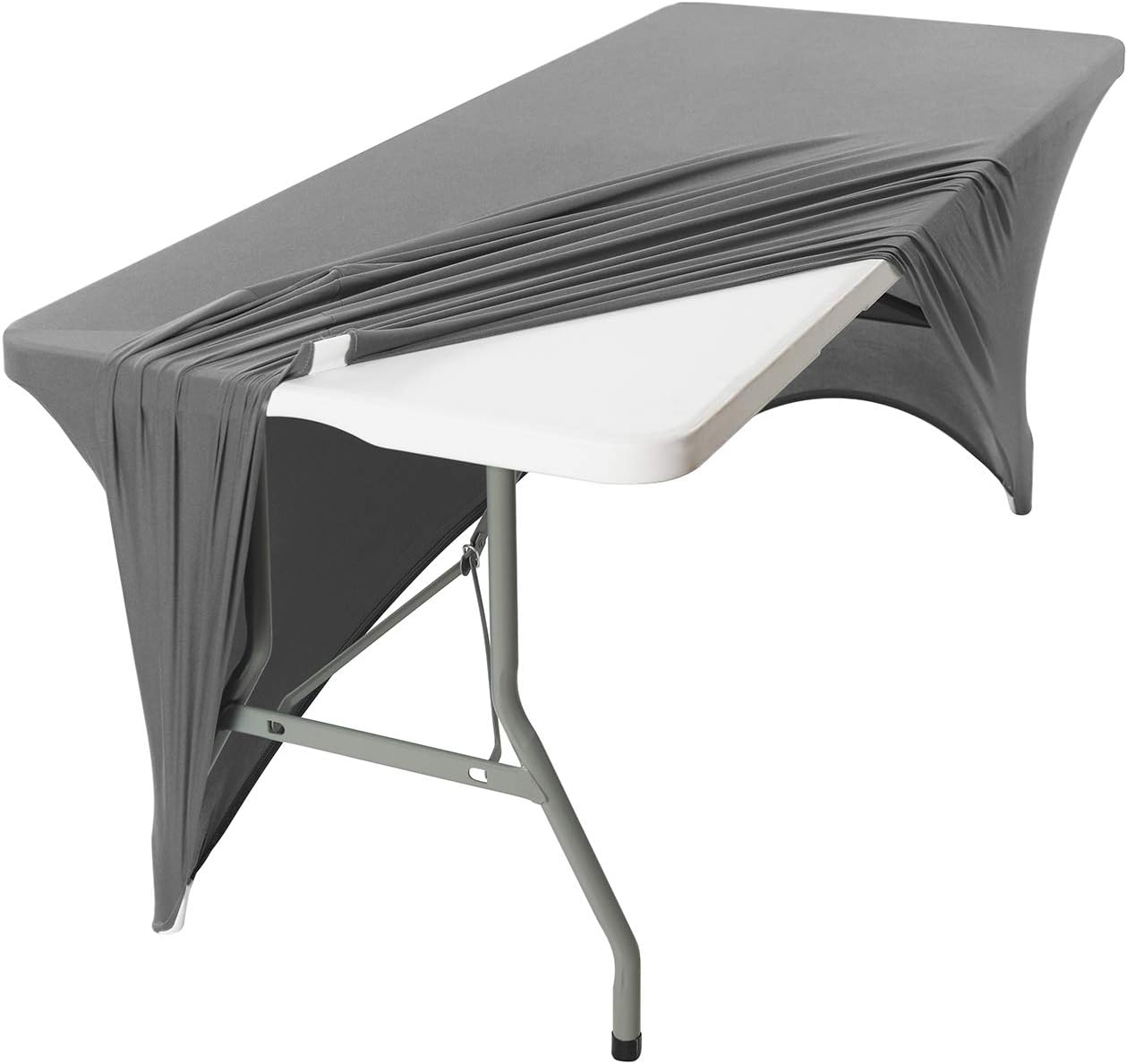 Peomeise 8FT Gray Stretch Spandex Table Cover