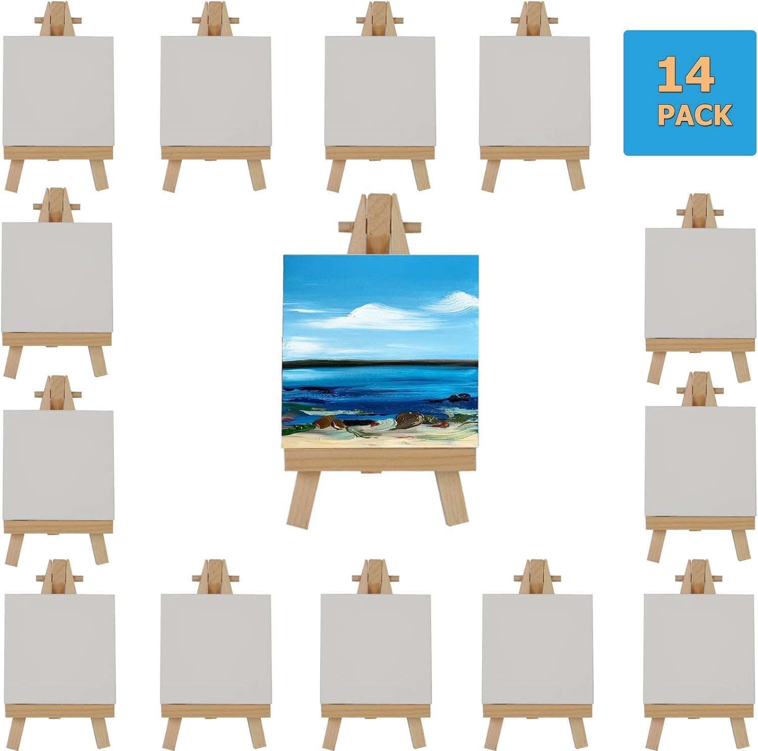 AILOVE Mini Canvases with Easel Set 18 Pieces