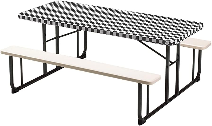 Creative Converting 37427 Black Checkered Plastic Table Cover 30x96