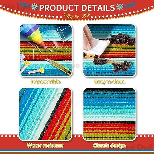 2 Pcs Mexican Fiesta Tablecloth Birthday Party Decorations