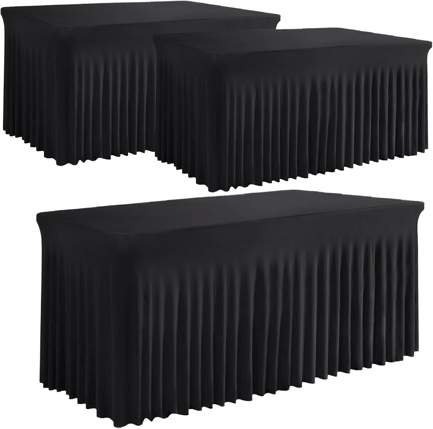 6ft Black Spandex Table Skirt Set for Banquet Tables