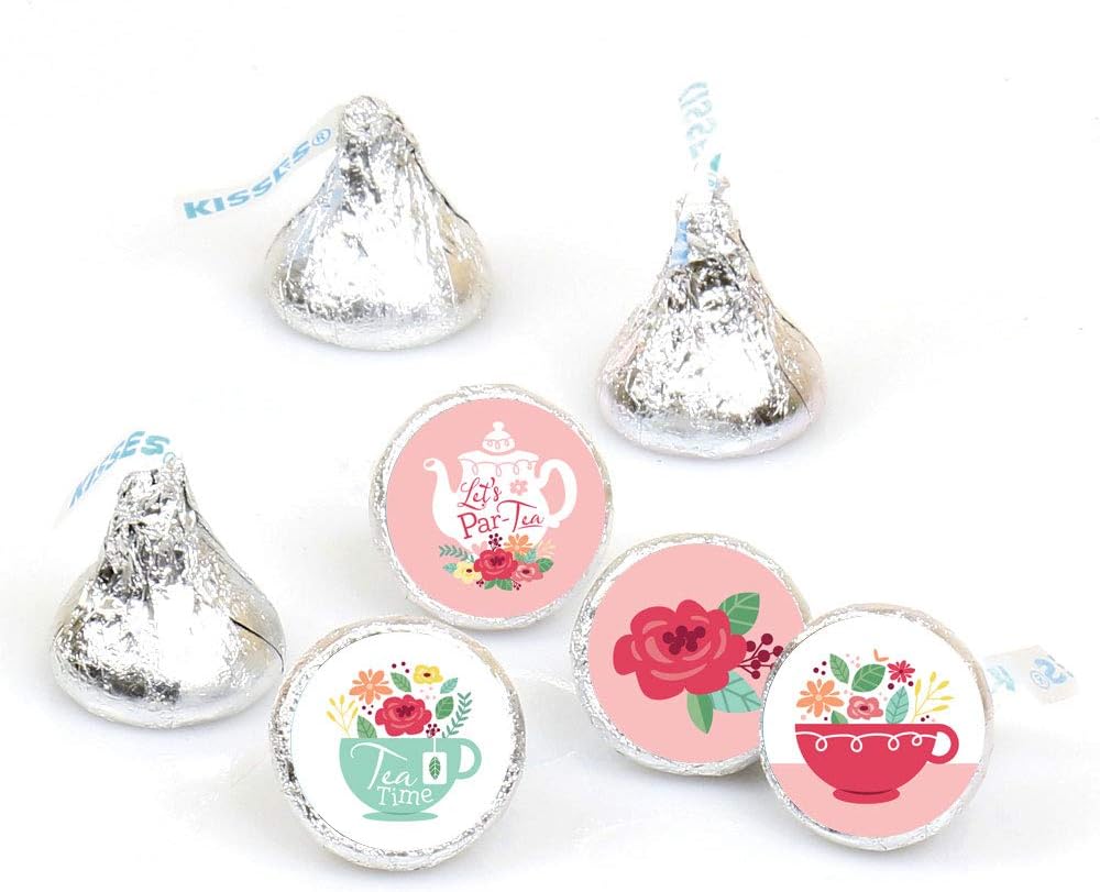 Floral Lets Par-Tea Round Candy Labels 108 Stickers