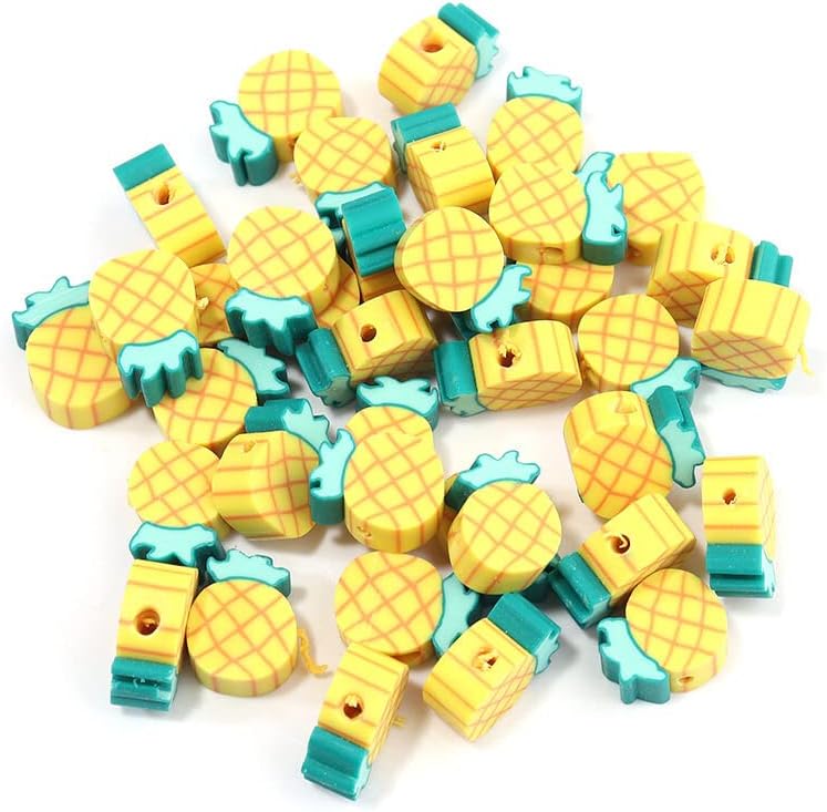 Mixed Sweet Fruits Polymer Clay Spacer Beads 50 Pcs DIY Charms Bracelet Necklace