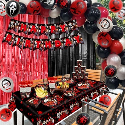 164 Pcs Horror Birthday Party Decorations Set