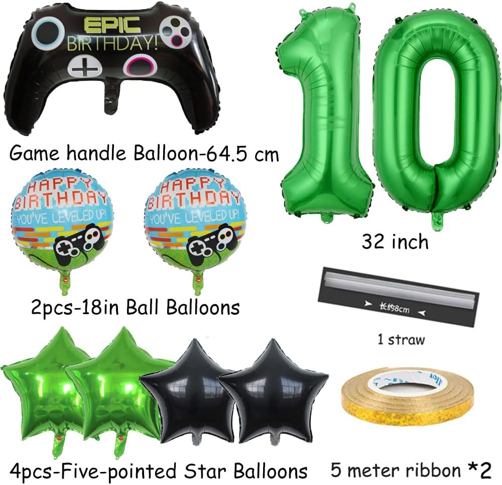 KUNGOON 10th Birthday Gamer Party Balloons Kit