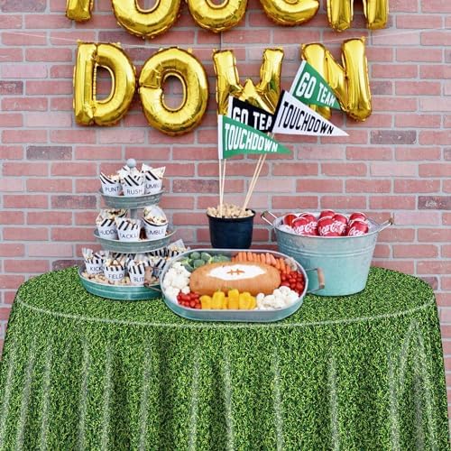 9 Pcs Green Grass Tablecovers Soccer Party Decorations 84x84 Inch