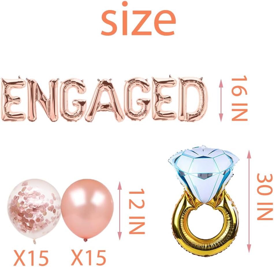Rose Gold Engagement Balloons Party Decor Banner