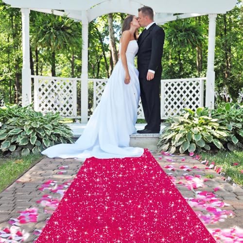 FUHSY Hot Pink Sequin Aisle Runner Rug