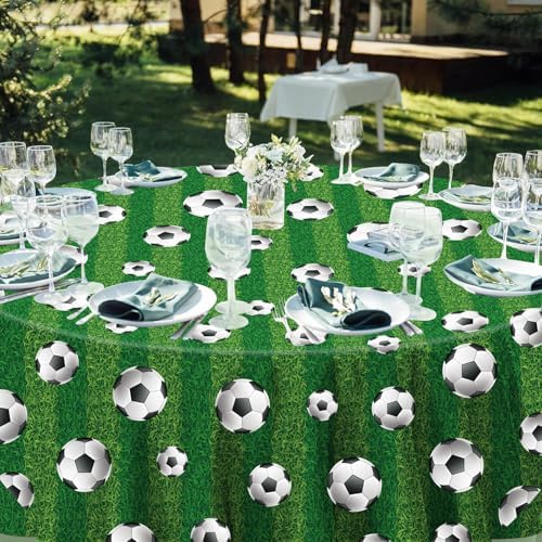 3 Pack Soccer Themed Table Covers 84x84 Inch