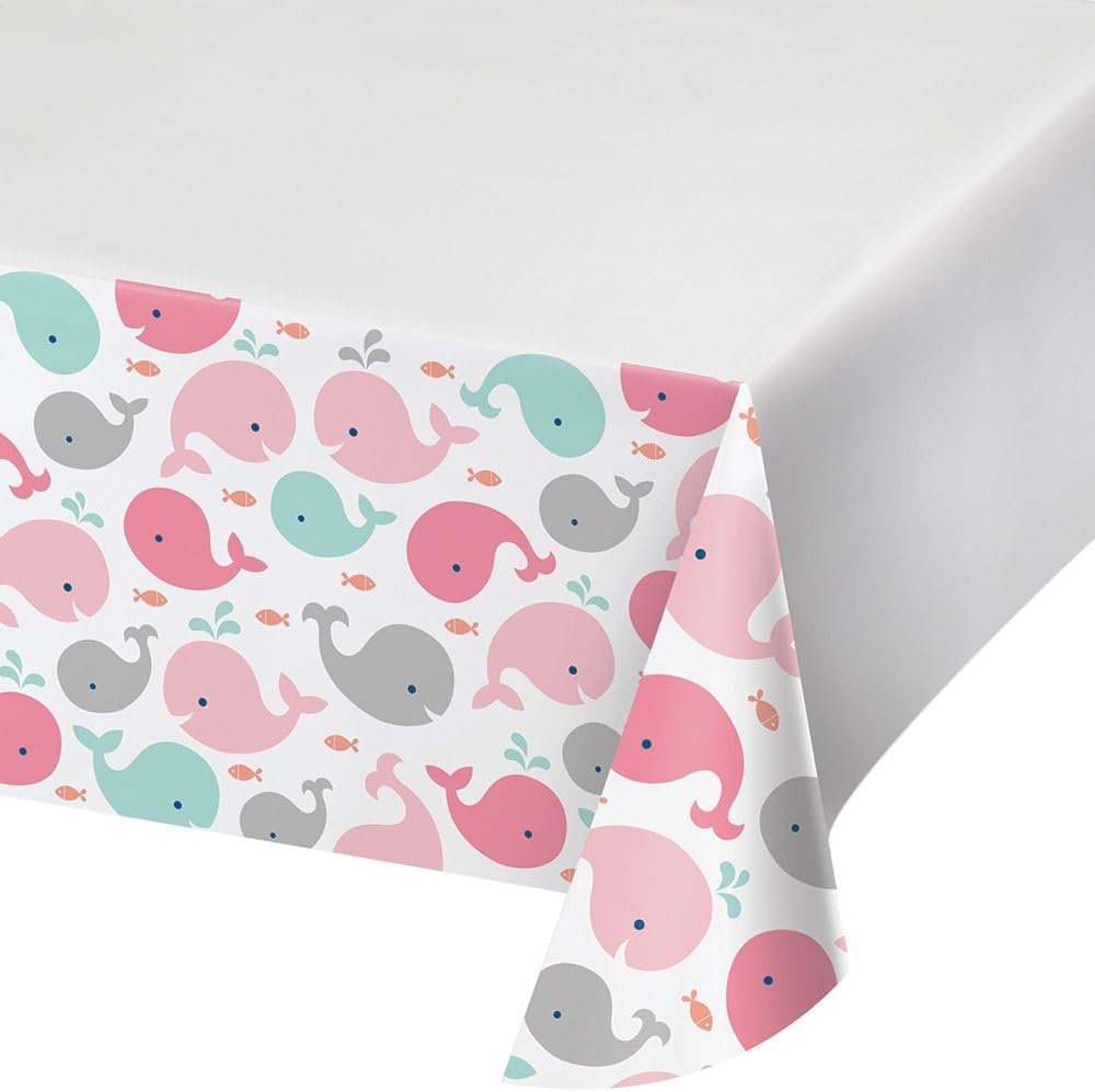 Creative Converting Border Print Tablecover Lil Spout Pink