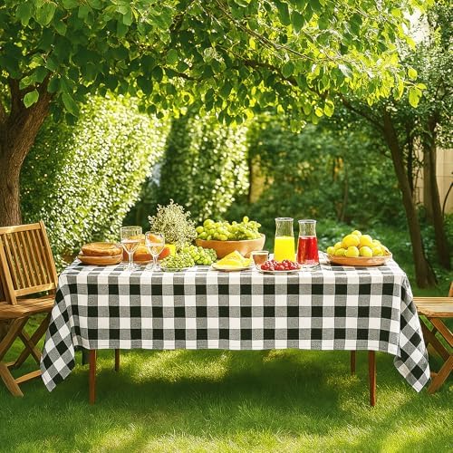 3 Pack Black and White Gingham Tablecloths 54x108 Inches Waterproof Disposable