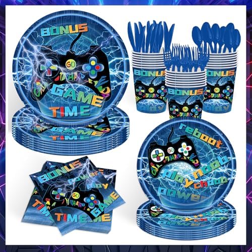 Video Game Birthday Decorations Set 134pcs Gamer Party Supplies