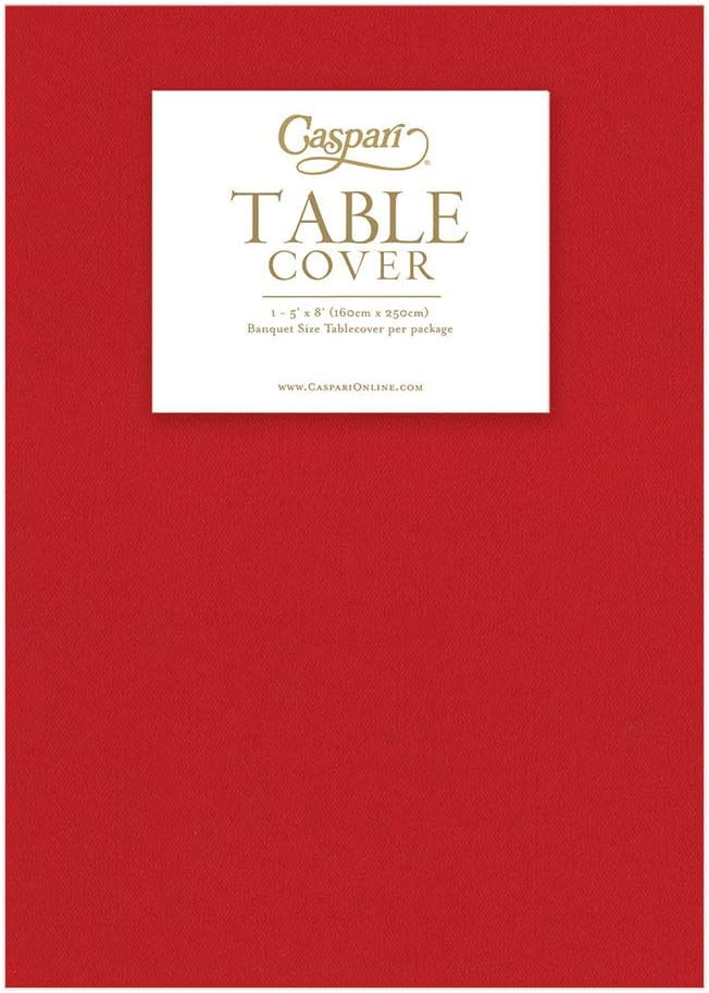 Caspari Paper Linen Table Cover Red 1 Each