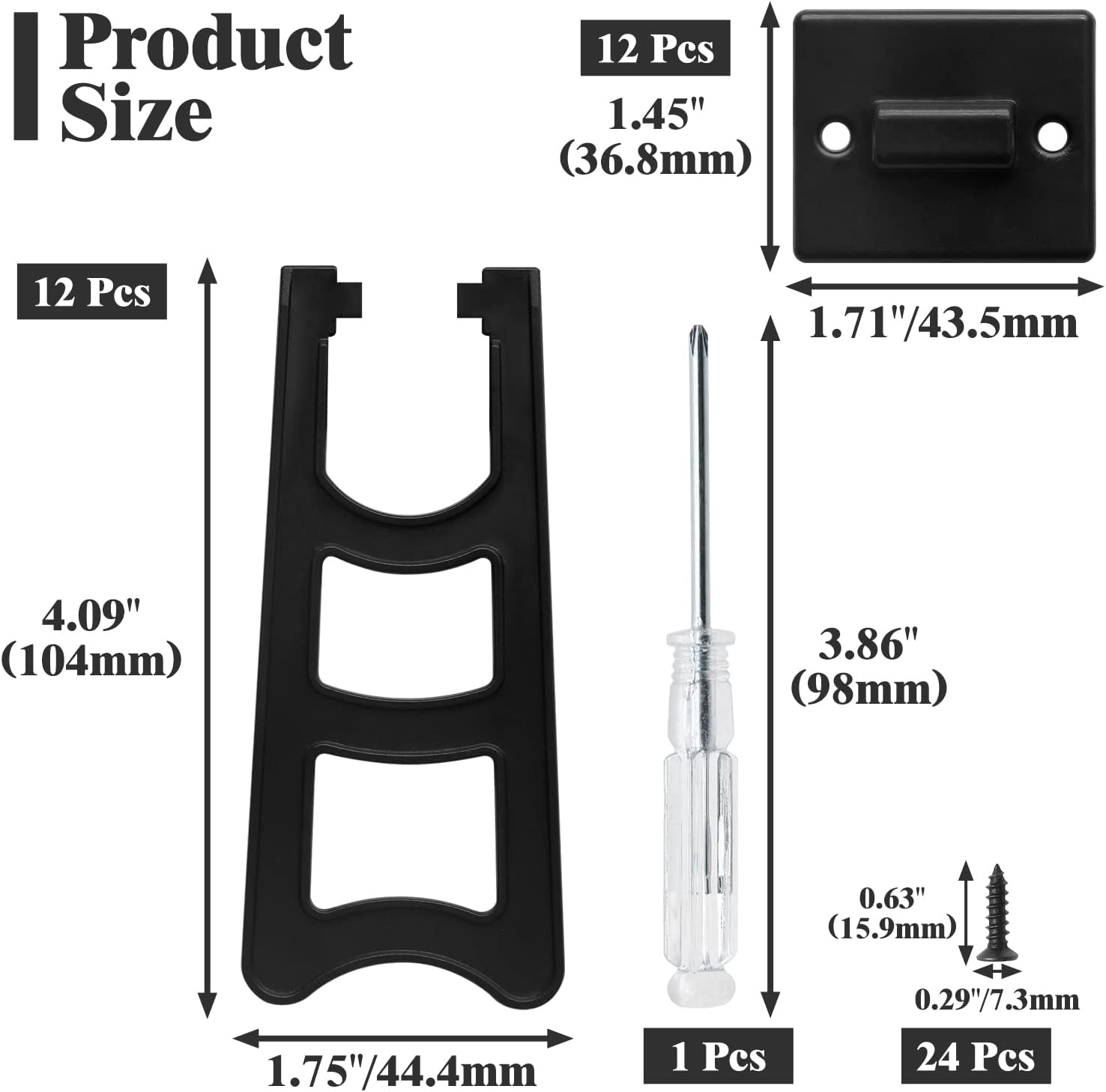 4 Inch Black Plastic Easel Back Stand 12 Pcs
