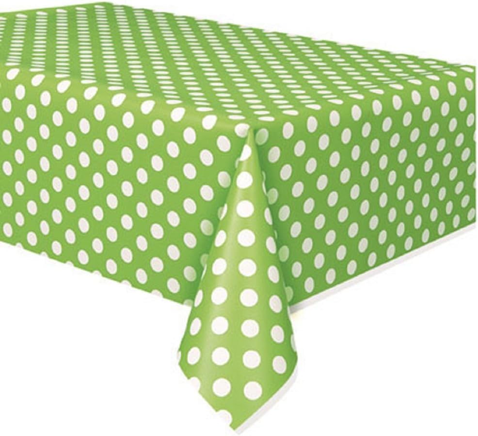Lime Green Polka Dot Plastic Tablecloth 108x54