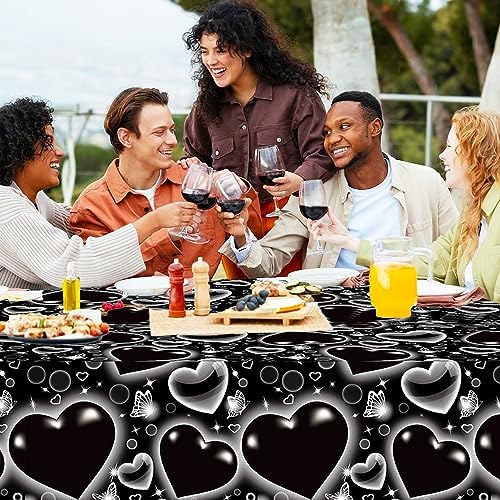 CC HOME Black Butterfly Heart Tablecloth 54x87 Inch