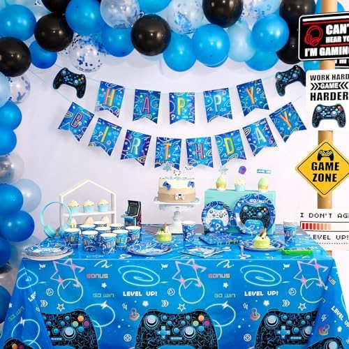 WERNNSAI Gamer Party Supplies Set - 88 PCS for 16 Guests