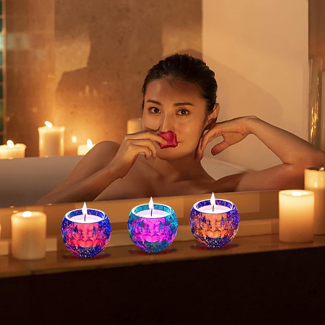 4PCS Resin Candle Holder Molds for DIY Jewelry Boxes