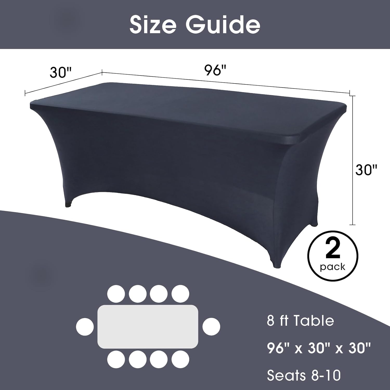 SweetEasy 8FT Stretch Spandex Table Cover Pack of 2