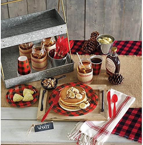 Creative Converting Black and Red Plaid Tablecover 1 Pc