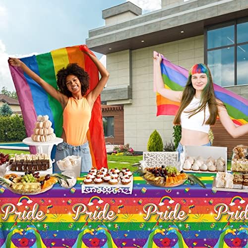 CMUSKO Pride Tablecloth - 3 Pack Rainbow Party Table Cover