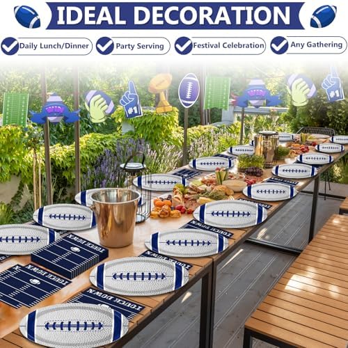 Football Oval Paper Plates 11inch for 25 Guests