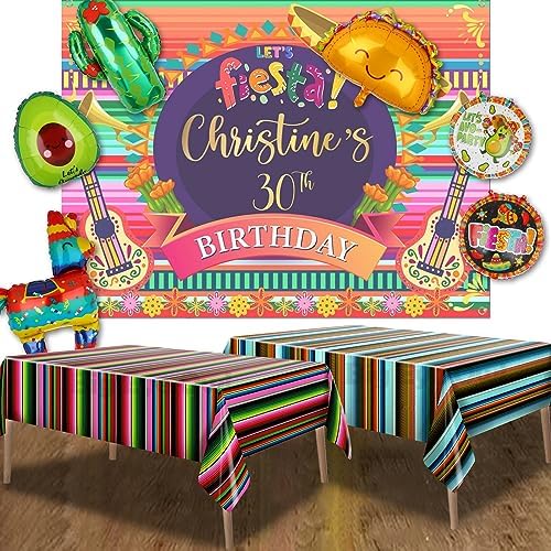 2 Pcs Mexican Fiesta Tablecloth Birthday Party Decorations