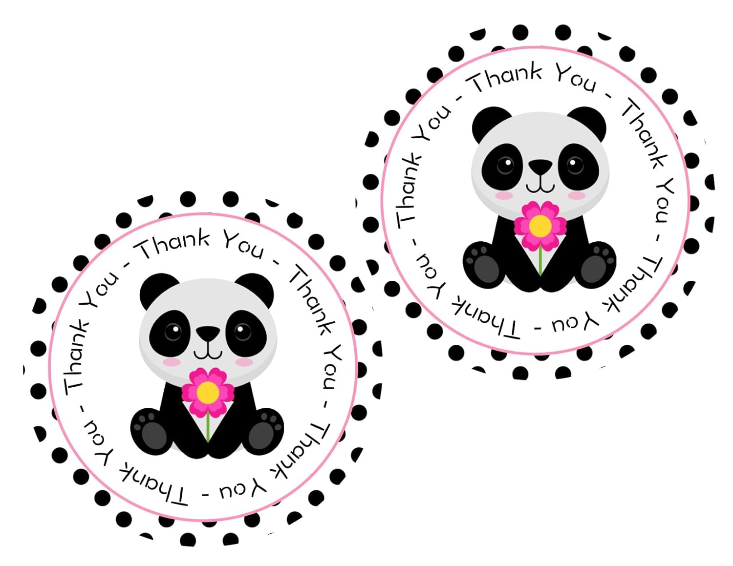 Pink Panda Thank You Stickers 24 pcs Party Decor