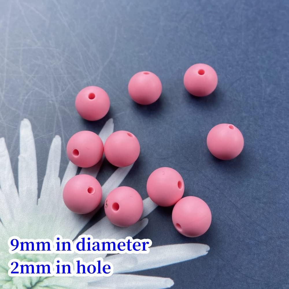 Pink Silicone Beads 100pcs 9mm Round for DIY Jewelry Making