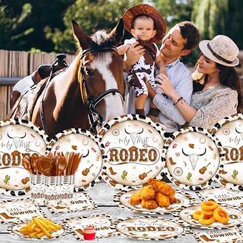 140 Pcs Western Cowboy Tableware Rodeo Birthday Party Decorations